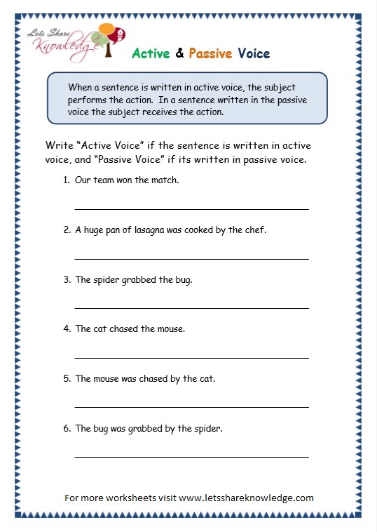 Active And Passive Voice Worksheet