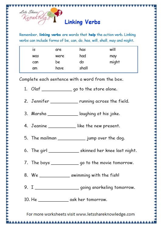 Grade 3 Grammar Topic 14 Helping Verbs Worksheets Lets Share Knowledge