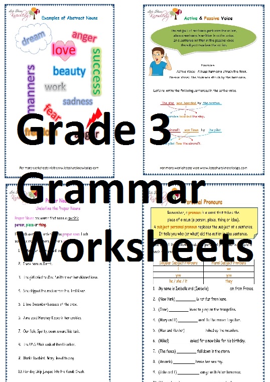 Grade 3 English Grammar Worksheets Lets Share Knowledge
