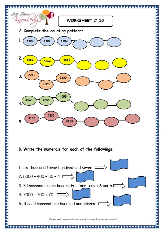 Numbers And Numeration Worksheets For Grade 3
