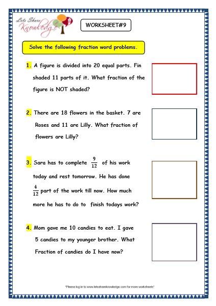 Free Fraction Word Problems Printable Worksheets Printable Templates