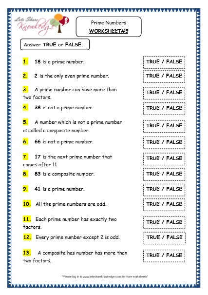 Grade 4 Maths Resources (1.11 Prime Numbers Printable ...
