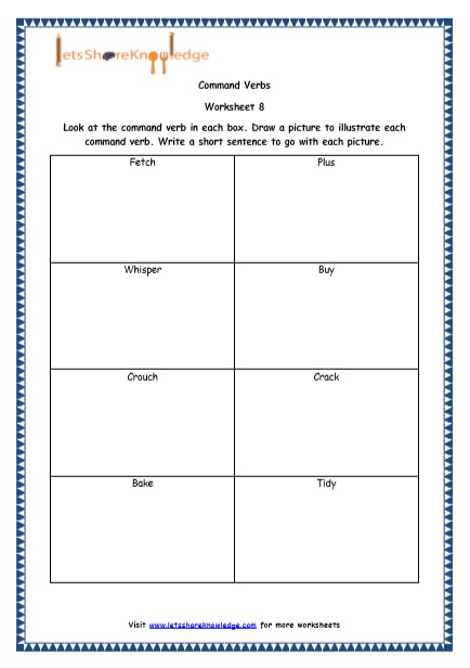 Grade 4 English Resources Printable Worksheets Topic: Command Verbs ...