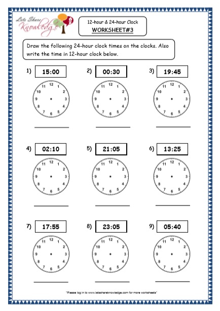 Grade 4 Maths Resources (7.1 Time - 12-hour & 24-hour ...