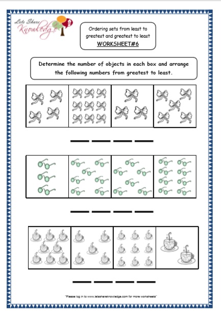 Kindergarten Ordering Numbers Printable Worksheets – Lets Share Knowledge