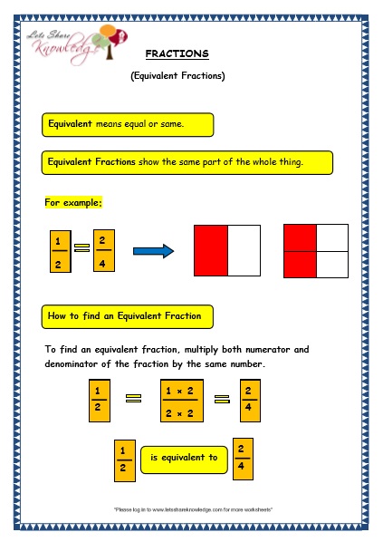 Grade 3 Maths Worksheets: (7.5 Equivalent Fractions ...