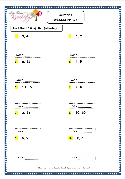 Grade 4 Maths Resources (1.10 Multiples Printable Worksheets) – Lets ...