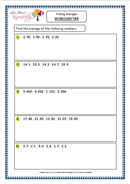 Average Math Worksheets Worksheets For Kindergarten