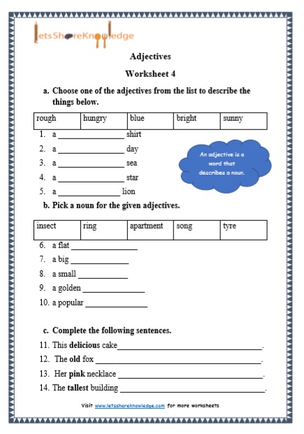 Grade 1 Grammar: Adjectives printable worksheets - Lets ...
