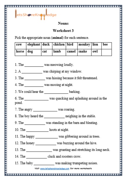 Grade 1 Grammar: Nouns printable worksheets - Lets Share ...