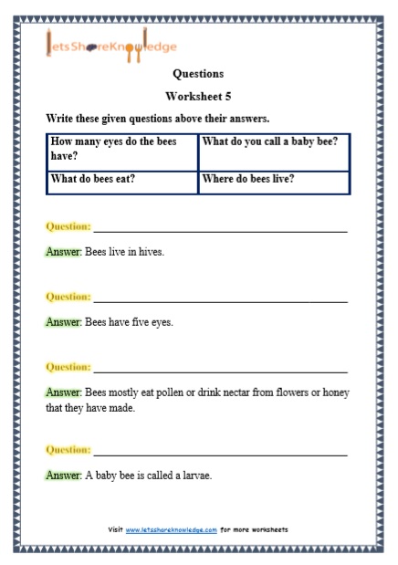 grade 1 grammar questions printable worksheets lets share knowledge