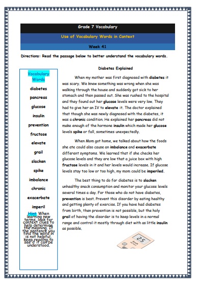 Grade 7 Vocabulary Worksheets Week 41 Lets Share Knowledge